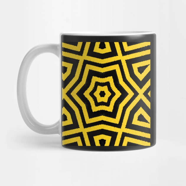 HIGHLY Visible Yellow and Black Line Kaleidoscope pattern (Seamless) 7 by Swabcraft